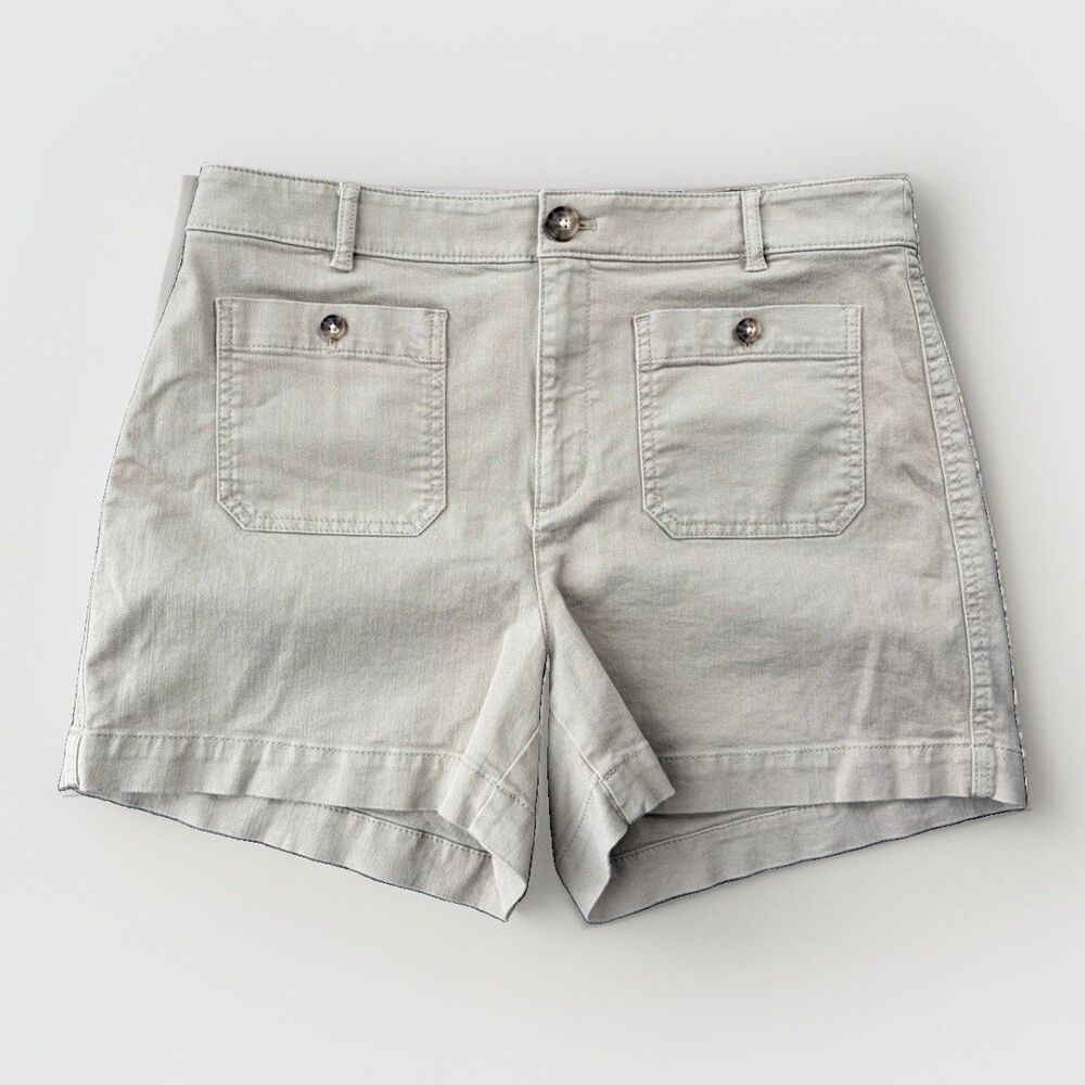 LOFT The Palmer Short Womens Size 12 Khaki Beige Twill Chino Patch Pocket